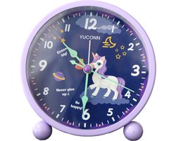 foto van YUCONN Kinderwekker Eenhoorn - Analoog met lichtknopje - Glow in the Dark wijzers - Wekker voor kinderen - Leren klokkijken - Kinderkamer - Meisje
