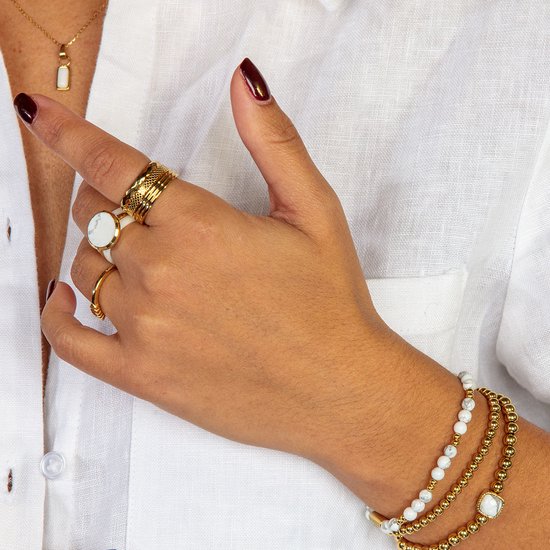 My Bendel - Ring en or avec pierre de marbre - My Bendel - bague moderne avec pierre précieuse en marbre - Avec coffret cadeau de luxe