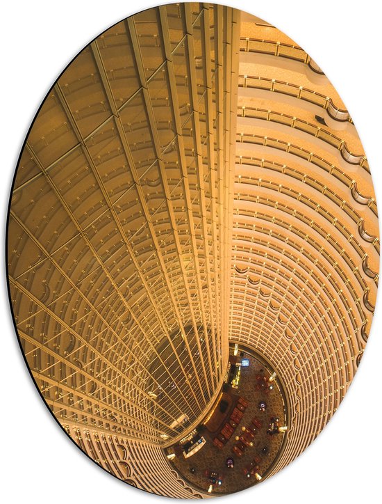 WallClassics - Dibond Ovaal - Hotel in China - Grand Hyatt Shanghai - 42x56 cm Foto op Ovaal (Met Ophangsysteem)