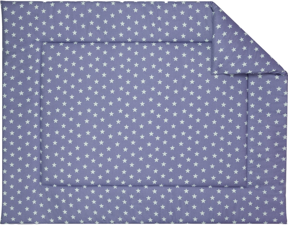 BINK Bedding Boxkleed Stars Grijs 80 x 100 cm - vulling fiberfill 400 grams - speelkleed - parklegger - katoen - sterren - grijs - wit - tweezijdig