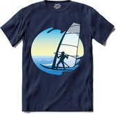 Windzeilen Met Zeiler | Wind zeilen - Boot - Zeilboot - T-Shirt - Unisex - Navy Blue - Maat L