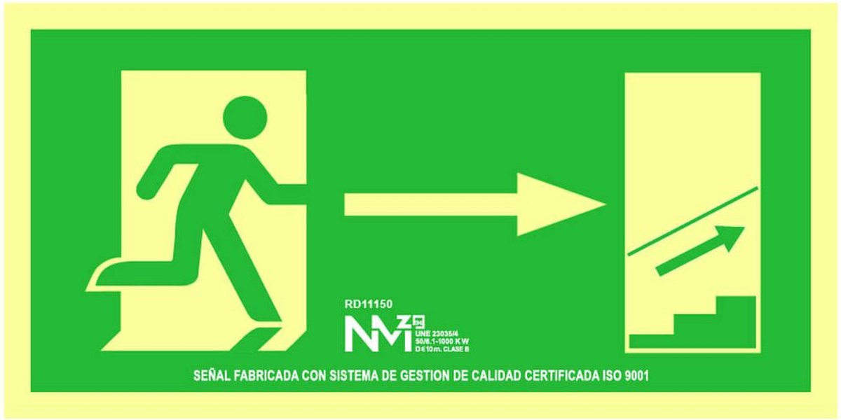Bord Normaluz Evacuación escalera arriba derecha PVC (32 x 16 cm)