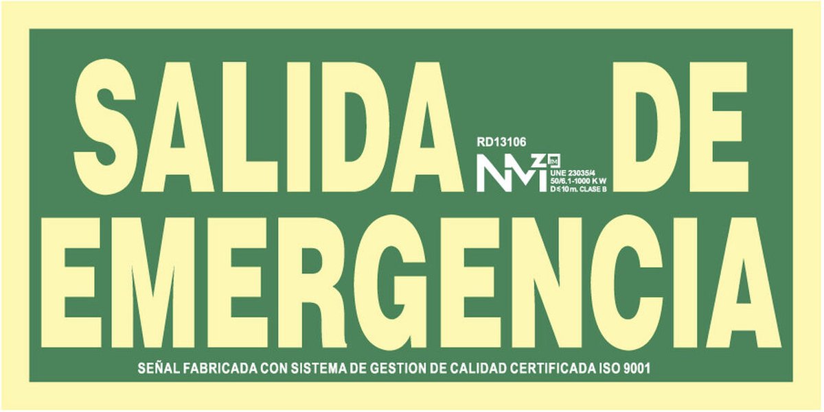 Bord Normaluz Salida de emergencia PVC