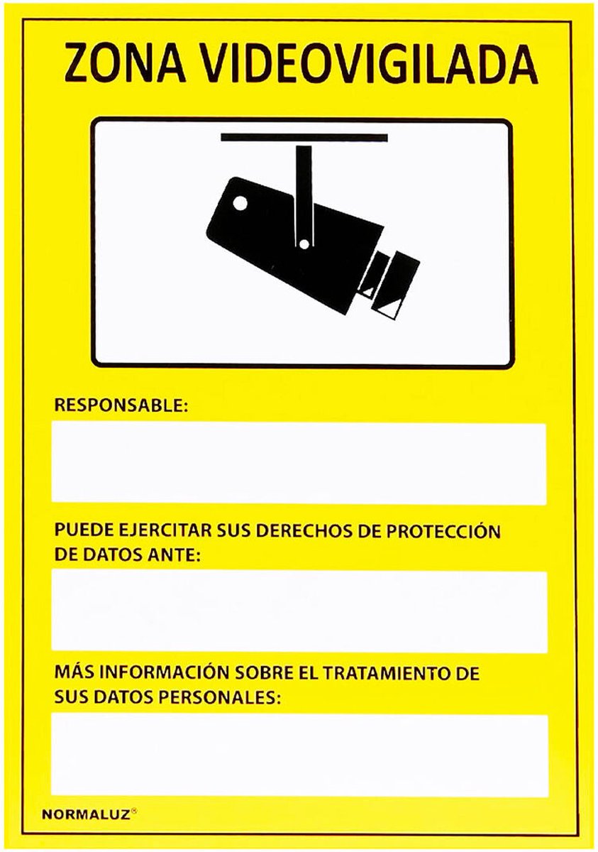 Bord Normaluz Zona videovigilada PVC (15 x 20 cm)