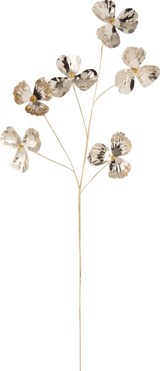 J-Line decoratie Bloem - kunststof - goud - small - 24 stuks