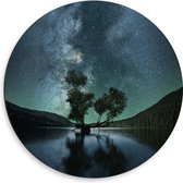WallClassics - Dibond Muurcirkel - Prachtige Nacht met Sterren in de Natuur - 50x50 cm Foto op Aluminium Muurcirkel (met ophangsysteem)