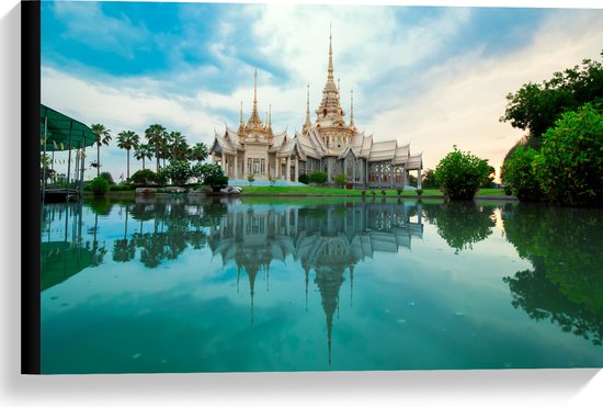 WallClassics - Canvas - Boeddhisitsche Tempel - Thailand - 60x40 cm Foto op Canvas Schilderij (Wanddecoratie op Canvas)