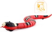 Otiume Interactief Kattenspeeltje - Kattenspeelgoed - Bewegende Slang Speelgoed - USB Oplaadbaar - De rode slang - Rood met zwart