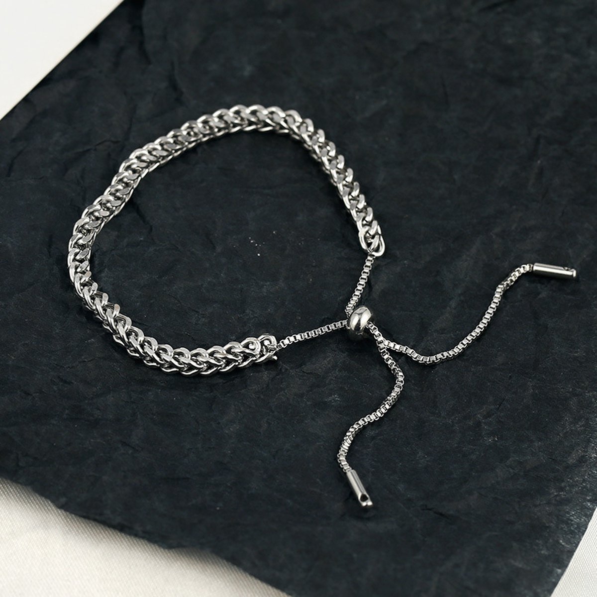 Gading® dames armband met ketting- zilverkleurig staal armband-27 cm