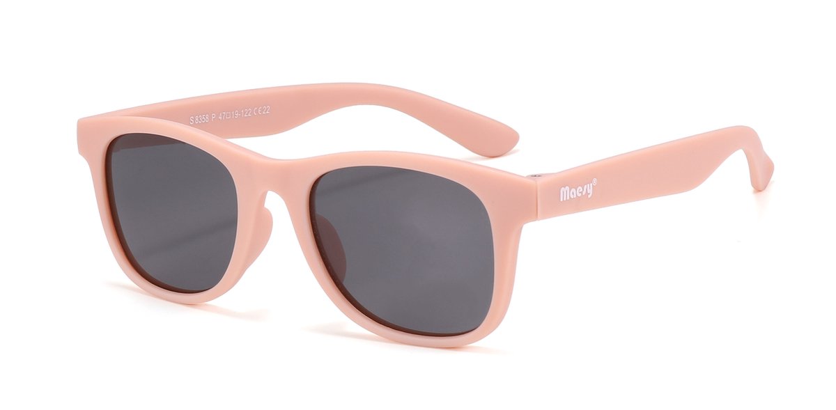 Maesy - kinderzonnebril Lino - 3-6 jaar - flexibel buigbaar - gepolariseerde UV400 bescherming - peuters en kleuters - jongens en meisjes - kinder zonnebril vierkant - licht roze