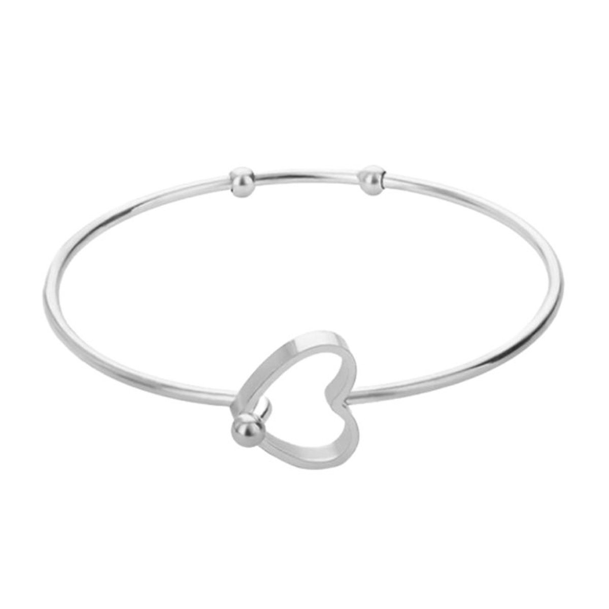 Marama - armband Hart zilver - bangle - hartje - haaksluiting - damesarmband - liefde