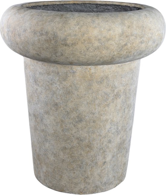 PTMD Megga Brown grand pot en ciment brossé bordure épaisse ro