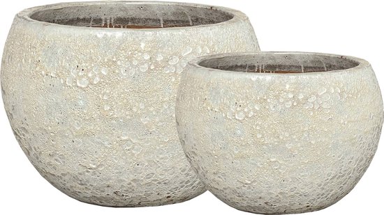 PTMD Javier Grey ceramic bowl pot round set of 2