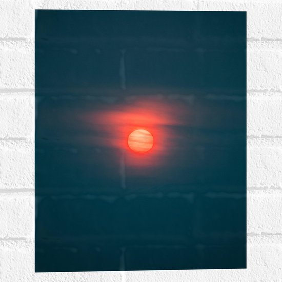 WallClassics - Muursticker - Rode Maan achter Wolken - 30x40 cm Foto op Muursticker