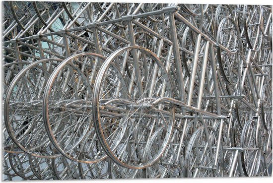 WallClassics - Verre Acrylique - Supports pleins de Roues de bicyclette - 75x50 cm Photo sur verre acrylique (avec système de suspension)