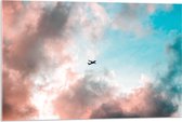 WallClassics - Acrylglas - Vliegtuigje in Pastelluchr=t - 90x60 cm Foto op Acrylglas (Wanddecoratie op Acrylaat)