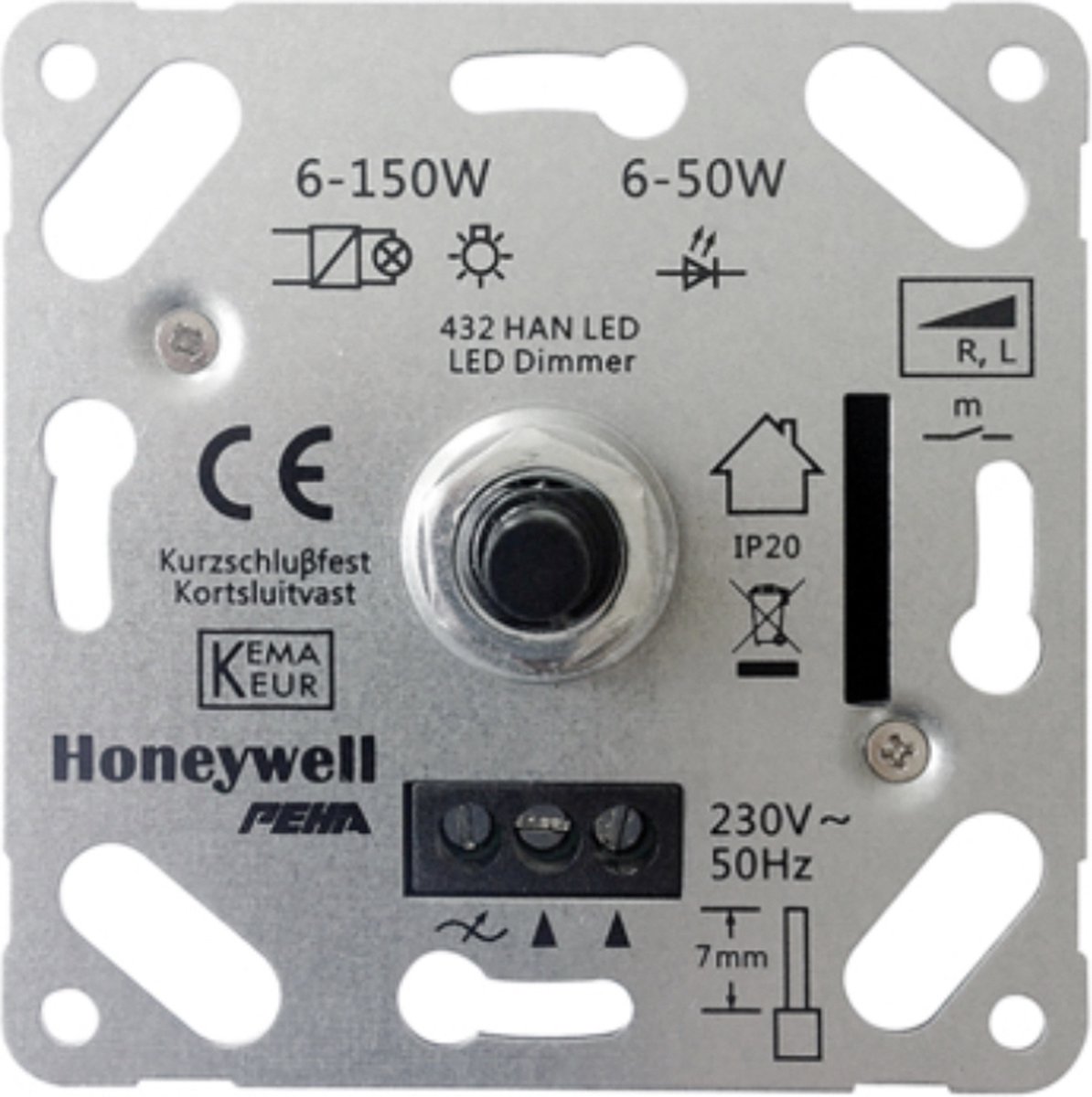 Peha Standard Inbouwdimmer Led/ Gloei/ Halogeen 6-50 Watt