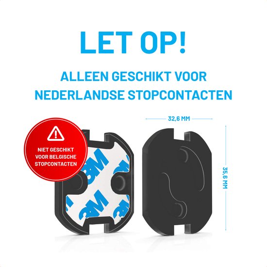 Stopcontact Beveiliging - Nederlands - Zelfklevend - 12 stuks - Stopcontactbeschermers - Zwart