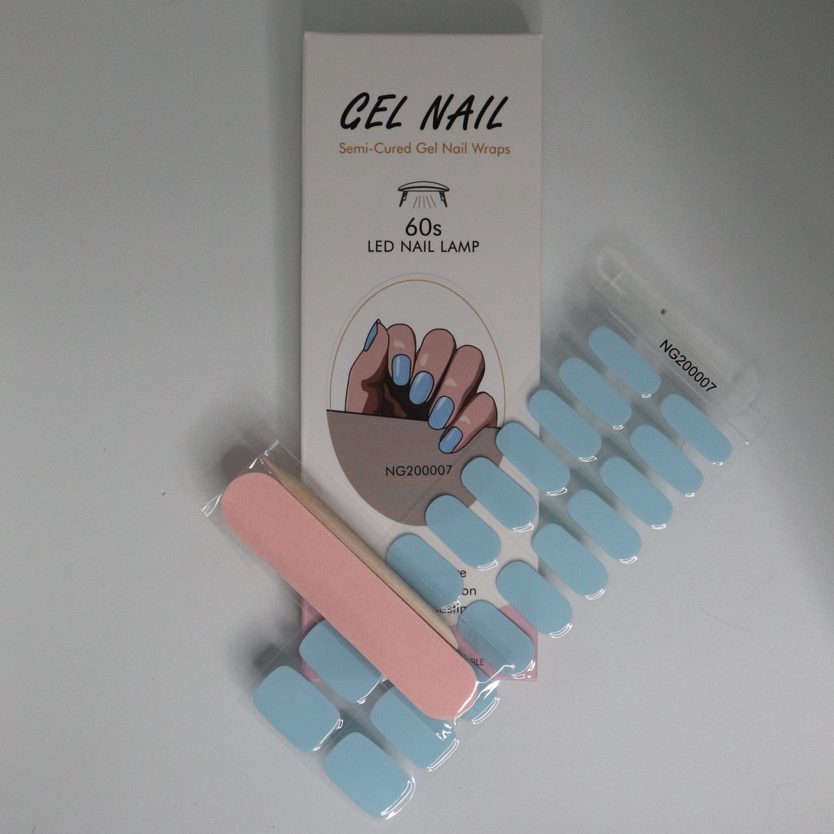 Yellowsnails - Gel Nagel Wraps - Light blue - Gel Nagel Stickers - Gel Nail Wraps - Nail Art