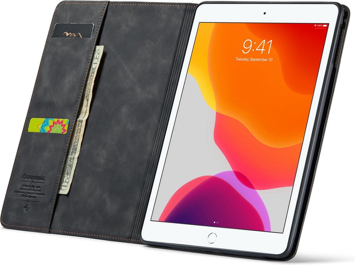 iPad Air 1 Bookcase hoesje - CaseMe - Effen Zwart - Kunstleer