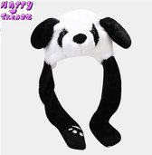 Happy trendz® Happy Hat Muts led light Panda zwart wit kleur Flappy ears - air pumping ears - Muts met Bewegende Flaporen en licht - muts - bewegende oren - Carnaval - verkleden - voor kinderen - volwassen - muts