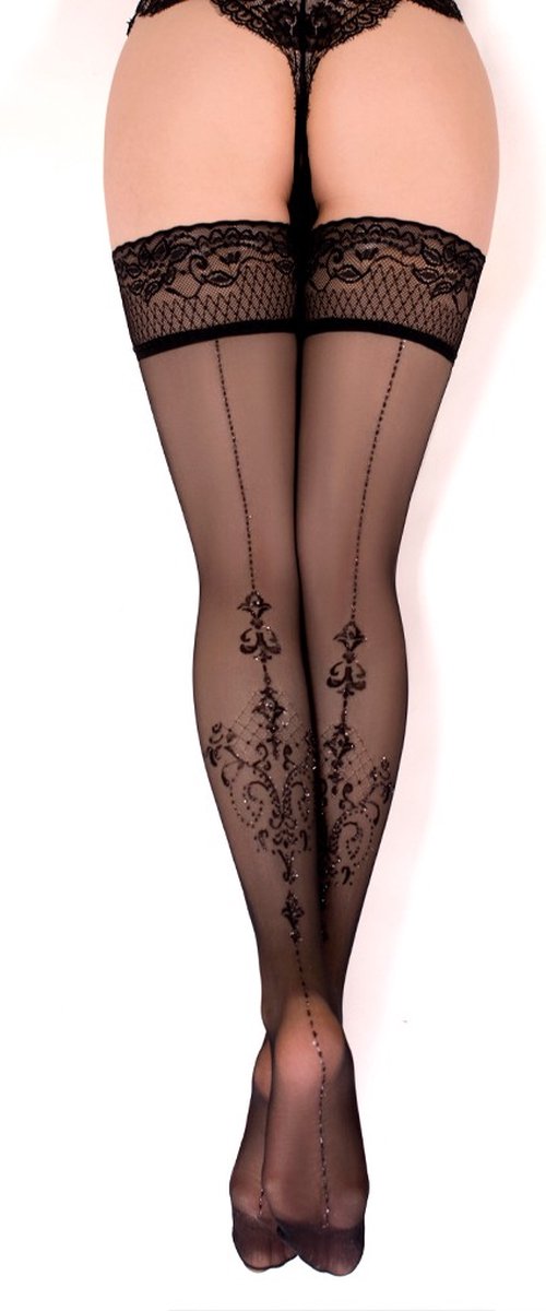 Goedkoopste Ballerina - Fantasy Hold Ups Victorian Chandelier - Kousen (20 denier) - Zwart - maat S/M