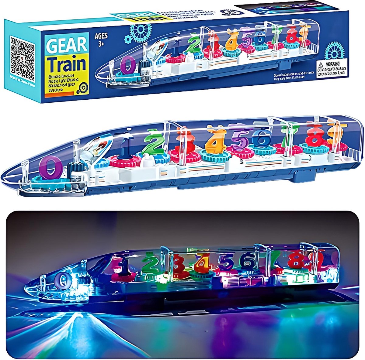 Elektrisch licht en muzikaal transparante mechanische snelheidstrein speelgoed- transparent mechanical Bullettrain with discolights and music - YJ toys