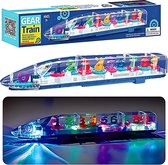 Elektrisch licht en muzikaal transparante mechanische snelheidstrein speelgoed- transparent mechanical Bullettrain with discolights and music