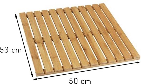 bamboe badmat - oprolbaar - hygiënisch - antislip - 50 x 80 cm - natuur bamboe badmat - oprolbaar - hygiënisch - antislip - 50 x 80 cm - natuur
