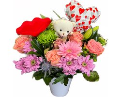Liefde bloemen boeket Pink