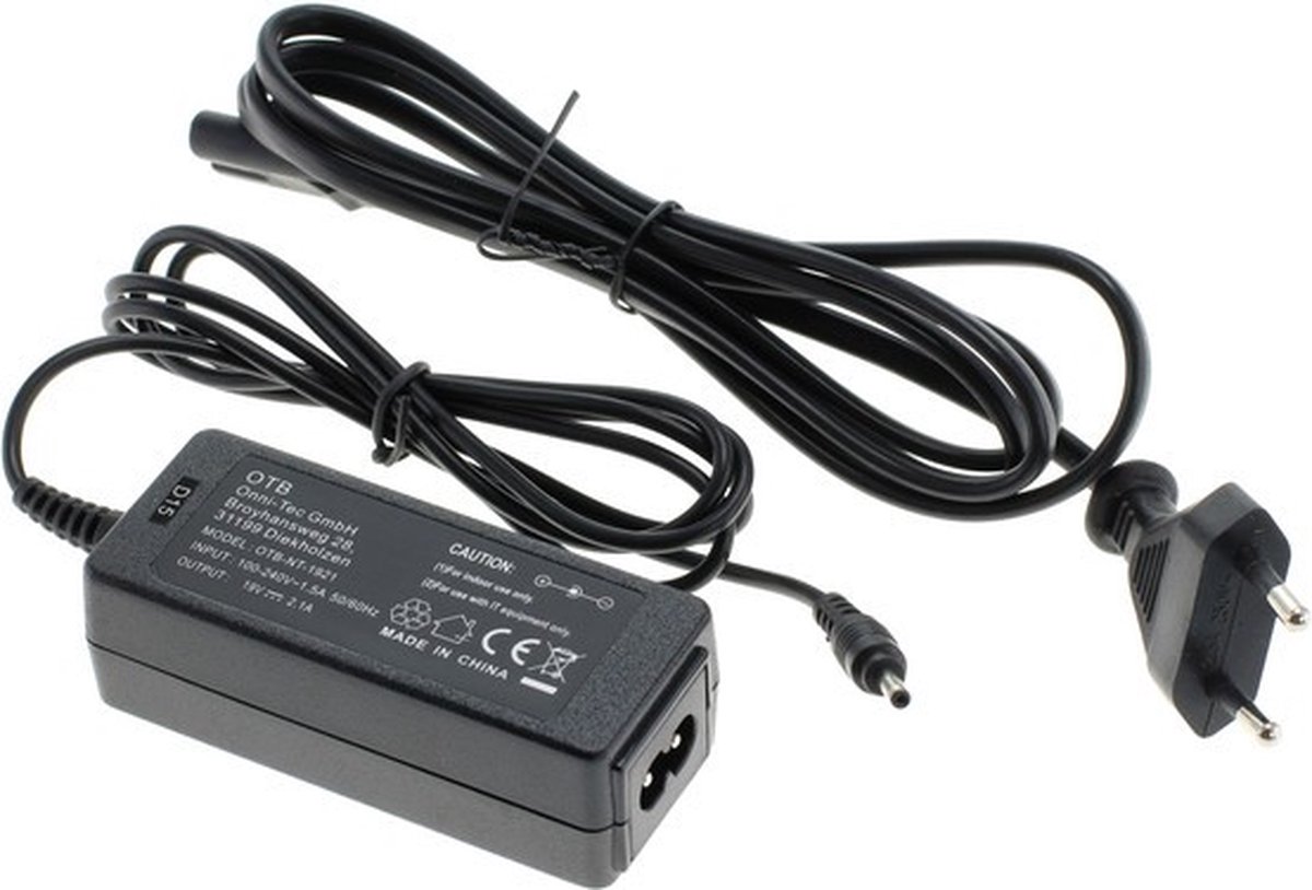 Notebook lader 19V / 2,1A / 40W - 3,0mm x 0,8mm voor o.a. ASUS en Samsung