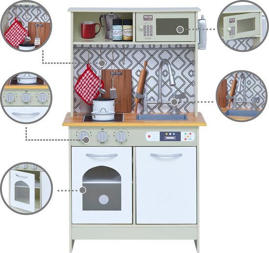 Teamson Kids Modern Houten Speelkeuken - Kinderspeelgoed - Rollenspel Speelgoed - Groen/Wit van Teamson Kids — afbeelding 3
