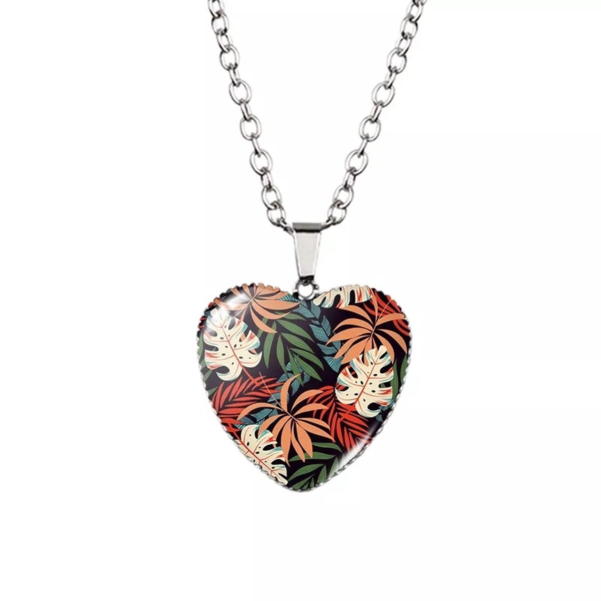 Hartvormige Ketting – Verzilverde Ketting 60 cm - Blaadjes | EmmyRovi