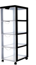 Commode IRIS Ohyama Design Chest - 4 tiroirs x 15L - Plastique - Zwart/ Transparent - Avec roulettes