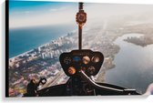 WallClassics - Canvas - Uitzicht vanuit Helikopter op Stad - 90x60 cm Foto op Canvas Schilderij (Wanddecoratie op Canvas)