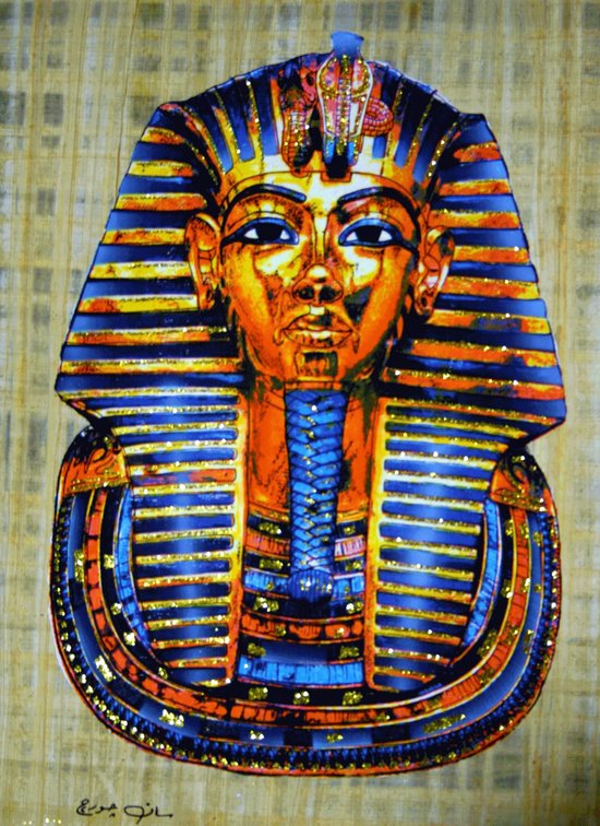 Egyptische papyrus met afbeelding van Toetanchamon