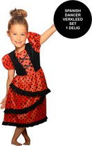 Spaanse Flamenco verkleedjurk meisjes – Maat 104 – verkleedkleding kinderen carnaval