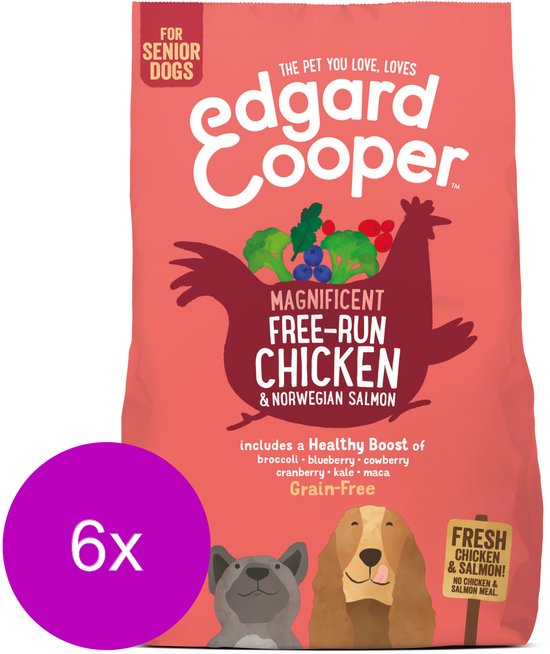 Edgard & Cooper Verse scharrelkip & Noorse zalm Brok - Voor senior honden - Hondenvoer - 6 x 700g