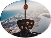 WallClassics - Dibond Ovaal - Uitzicht vanuit Helikopter op Stad - 40x30 cm Foto op Ovaal (Met Ophangsysteem)