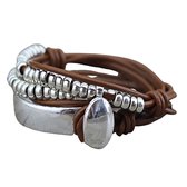 Marama - wikkel armband Dayz brown leer bangle - 38cm - damesarmband - nikkelvrij