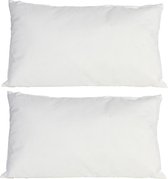2x Bank/sier kussens voor binnen en buiten in de kleur wit 30 x 50 cm - Tuin/huis kussens