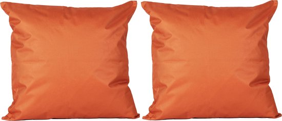 4x Bank/sier kussens voor binnen en buiten in de kleur oranje 45 x 45 cm - Tuin/huis kussens
