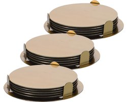 18x Onderzetters goud RVS rond met houder 8,5 cm voor glazen/bekers/kopjes 18x Onderzetters goud RVS rond met houder 8,5 cm voor glazen/bekers/kopjes