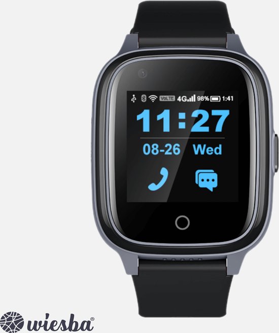 Wiesba WB32A - GPS Horloge Senior - Smartwatch voor Ouderen - Persoonlijke alarmen - alarm horloge ouderen - GPS Horloge Alzheimer - Valdetectie - Personenalarmering met SOS knop Alarmknop
