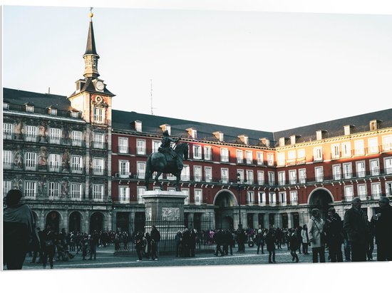 WallClassics - Plaque de Mousse PVC - Place de Madrid - Plaza Mayor - 105x70 cm Photo sur Plaque de Mousse PVC