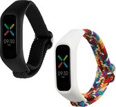 kwmobile Horlogebandjes geschikt voor Oppo Band Sport - 2 x Nylon Smartwatch bandje in zwart / meerkleurig.