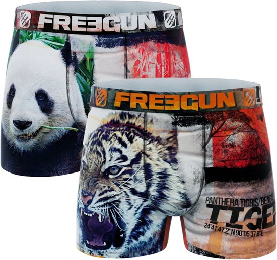 Freegun microvezel heren boxershorts | MAAT M | 2-pack | Duo Tijger/Panda
