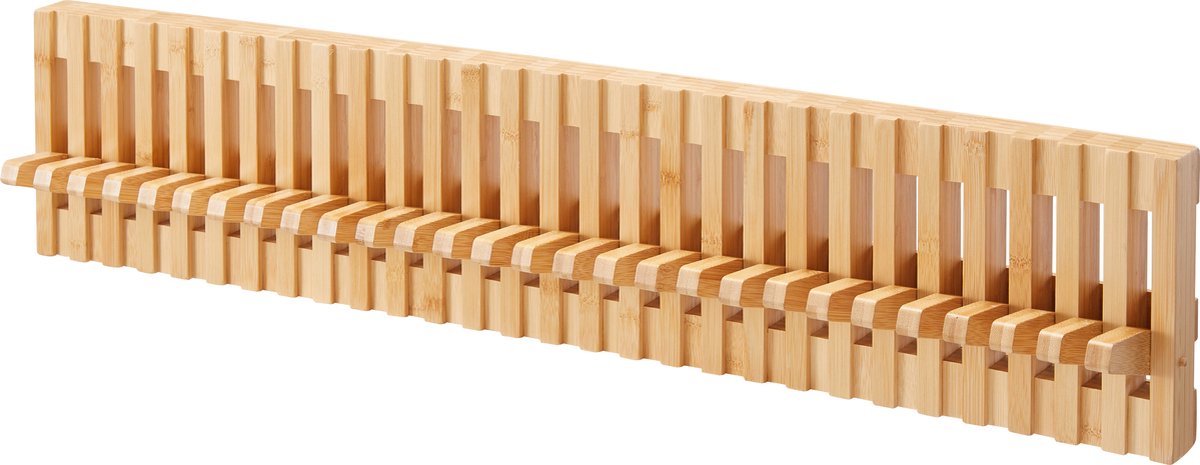 Acaza Kapstok - Wandkapstok - Kapstok Hangend - 28 verstelbare Haken - 87 x 18,5 x 3,5 cm - Bamboe - Natuurlijk Bruin