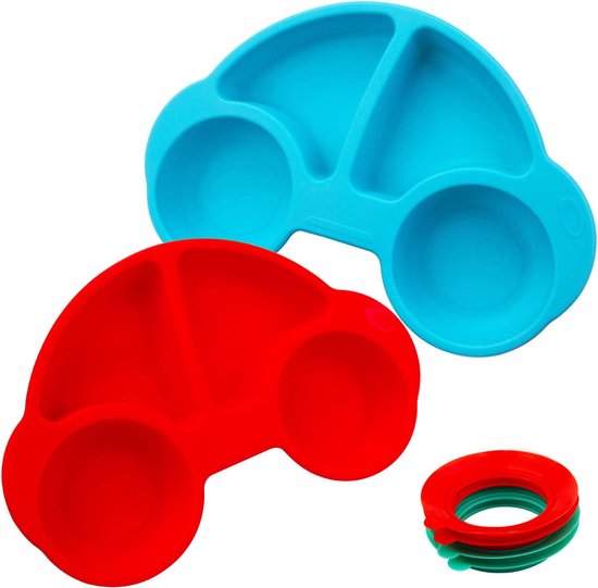 Put plates with compartments - Silicone Baby Board / Non-Slip Kids Placemat with Suction Cups - Self-Feeding Training