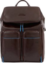 Piquadro Men Laptop Backpack / Rucksack / Laptop Bag / Work Bag - Blue Square - Marron - 14 pouces